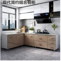 厨房橱柜简易灶台柜一体现代石英石台面小户型多功能实木出租房柜